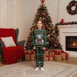 Personalized South Sydney Rabbitohs Christmas Pajama Set Australian Rugby Fans - Pixelated Ugly Xmas Pattern Mascot Santa