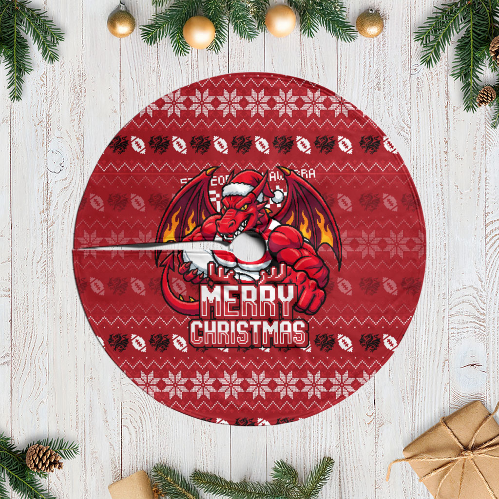 St George Illawarra Dragons Christmas Tree Skirt Australian Rugby Fans - Pixelated Ugly Xmas Pattern Mascot Santa