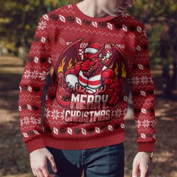 Personalized St George Illawarra Dragons Christmas Ugly Christmas Sweater Australian Rugby Fans - Pixelated Ugly Xmas Pattern Mascot Santa