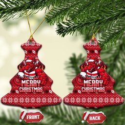 St George Illawarra Dragons Christmas Ceramic Ornament Australian Rugby Fans - Pixelated Ugly Xmas Pattern Mascot Santa