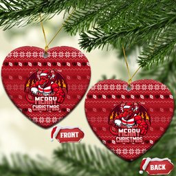 St George Illawarra Dragons Christmas Ceramic Ornament Australian Rugby Fans - Pixelated Ugly Xmas Pattern Mascot Santa