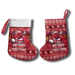 St George Illawarra Dragons Christmas Stocking Australian Rugby Fans - Pixelated Ugly Xmas Pattern Mascot Santa