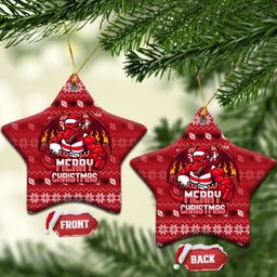 St George Illawarra Dragons Christmas Ceramic Ornament Australian Rugby Fans - Pixelated Ugly Xmas Pattern Mascot Santa