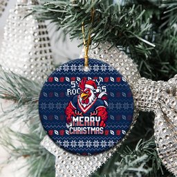 Sydney Roosters Christmas Ceramic Ornament Australian Rugby Fans - Pixelated Ugly Xmas Pattern Mascot Santa