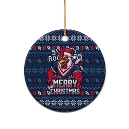 Sydney Roosters Christmas Ceramic Ornament Australian Rugby Fans - Pixelated Ugly Xmas Pattern Mascot Santa