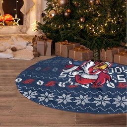 Sydney Roosters Christmas Tree Skirt Australian Rugby Fans - Pixelated Ugly Xmas Pattern Mascot Santa