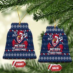 Sydney Roosters Christmas Ceramic Ornament Australian Rugby Fans - Pixelated Ugly Xmas Pattern Mascot Santa