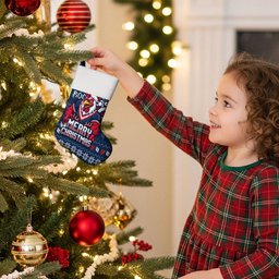 Sydney Roosters Christmas Stocking Australian Rugby Fans - Pixelated Ugly Xmas Pattern Mascot Santa