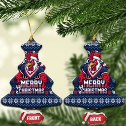 Sydney Roosters Christmas Ceramic Ornament Australian Rugby Fans - Pixelated Ugly Xmas Pattern Mascot Santa