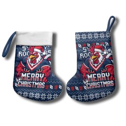Sydney Roosters Christmas Stocking Australian Rugby Fans - Pixelated Ugly Xmas Pattern Mascot Santa