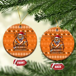 Wests Tigers Christmas Ceramic Ornament Australian Rugby Fans - Pixelated Ugly Xmas Pattern Mascot Santa