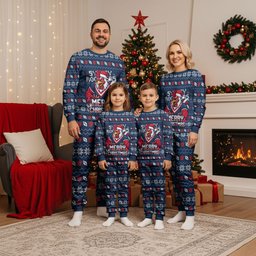 Personalized Sydney Roosters Christmas Pajama Set Australian Rugby Fans - Pixelated Ugly Xmas Pattern Mascot Santa