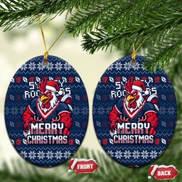 Sydney Roosters Christmas Ceramic Ornament Australian Rugby Fans - Pixelated Ugly Xmas Pattern Mascot Santa