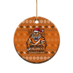 Wests Tigers Christmas Ceramic Ornament Australian Rugby Fans - Pixelated Ugly Xmas Pattern Mascot Santa