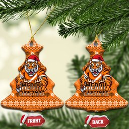 Wests Tigers Christmas Ceramic Ornament Australian Rugby Fans - Pixelated Ugly Xmas Pattern Mascot Santa