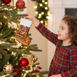 Wests Tigers Christmas Stocking Australian Rugby Fans - Pixelated Ugly Xmas Pattern Mascot Santa
