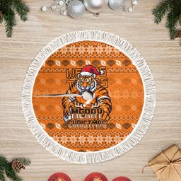Wests Tigers Christmas Tree Skirt Australian Rugby Fans - Pixelated Ugly Xmas Pattern Mascot Santa