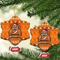 Wests Tigers Christmas Ceramic Ornament Australian Rugby Fans - Pixelated Ugly Xmas Pattern Mascot Santa