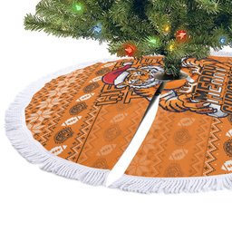 Wests Tigers Christmas Tree Skirt Australian Rugby Fans - Pixelated Ugly Xmas Pattern Mascot Santa