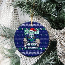 New Zealand Warriors Christmas Ceramic Ornament Maori Rugby Fans - Pixelated Ugly Xmas Pattern Mascot Santa