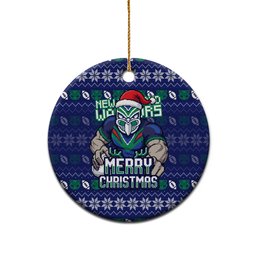 New Zealand Warriors Christmas Ceramic Ornament Maori Rugby Fans - Pixelated Ugly Xmas Pattern Mascot Santa