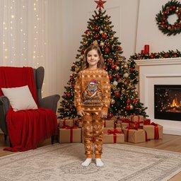 Personalized Wests Tigers Christmas Pajama Set Australian Rugby Fans - Pixelated Ugly Xmas Pattern Mascot Santa