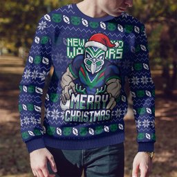Personalized New Zealand Warriors Christmas Ugly Christmas Sweater Maori Rugby Fans - Pixelated Ugly Xmas Pattern Mascot Santa