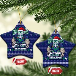 New Zealand Warriors Christmas Ceramic Ornament Maori Rugby Fans - Pixelated Ugly Xmas Pattern Mascot Santa
