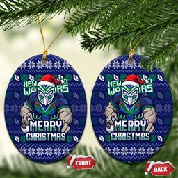 New Zealand Warriors Christmas Ceramic Ornament Maori Rugby Fans - Pixelated Ugly Xmas Pattern Mascot Santa