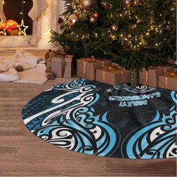 Ngati Kahungunu Aotearoa Meri Kirihimete Tree Skirt Maori Kiwi Bird Silver Fern Koru Pattern