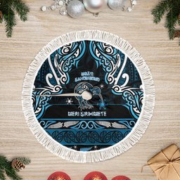 Ngati Kahungunu Aotearoa Meri Kirihimete Tree Skirt Maori Kiwi Bird Silver Fern Koru Pattern