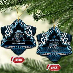 Personalised Ngati Kahungunu Aotearoa Meri Kirihimete Ceramic Ornament Maori Kiwi Bird Silver Fern Koru Pattern