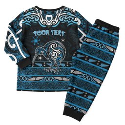 Personalised Ngati Kahungunu Aotearoa Meri Kirihimete Christmas Pajama Set Maori Kiwi Bird Silver Fern Koru Pattern