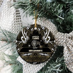 Personalised Waikato Tainui Aotearoa Meri Kirihimete Ceramic Ornament Maori Kiwi Bird Silver Fern Koru Pattern