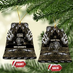 Personalised Waikato Tainui Aotearoa Meri Kirihimete Ceramic Ornament Maori Kiwi Bird Silver Fern Koru Pattern