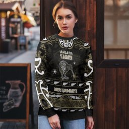 Personalised Waikato Tainui Aotearoa Meri Kirihimete Ugly Christmas Sweater Maori Kiwi Bird Silver Fern Koru Pattern