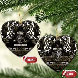Personalised Waikato Tainui Aotearoa Meri Kirihimete Ceramic Ornament Maori Kiwi Bird Silver Fern Koru Pattern