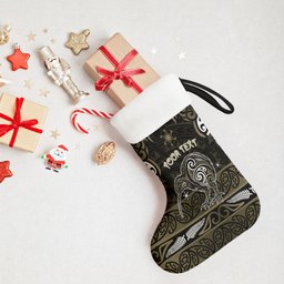Personalised Waikato Tainui Aotearoa Meri Kirihimete Christmas Stocking Maori Kiwi Bird Silver Fern Koru Pattern