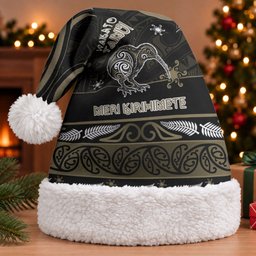 Personalised Waikato Tainui Aotearoa Meri Kirihimete Christmas Santa Hat Maori Kiwi Bird Silver Fern Koru Pattern