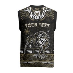 Personalised Waikato Tainui Aotearoa Meri Kirihimete Christmas Knitted V-Neck Vest Maori Kiwi Bird Silver Fern Koru Pattern