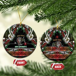 Personalised Ngai Tuhoe Aotearoa Meri Kirihimete Ceramic Ornament Maori Kiwi Bird Silver Fern Koru Pattern