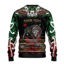 Personalised Ngai Tuhoe Aotearoa Meri Kirihimete Ugly Christmas Sweater Maori Kiwi Bird Silver Fern Koru Pattern