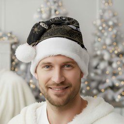 Personalised Waikato Tainui Aotearoa Meri Kirihimete Christmas Santa Hat Maori Kiwi Bird Silver Fern Koru Pattern
