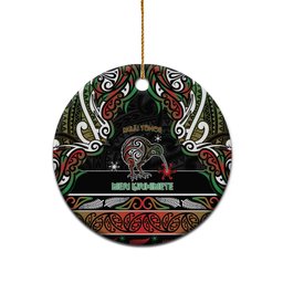 Personalised Ngai Tuhoe Aotearoa Meri Kirihimete Ceramic Ornament Maori Kiwi Bird Silver Fern Koru Pattern