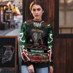 Personalised Ngai Tuhoe Aotearoa Meri Kirihimete Ugly Christmas Sweater Maori Kiwi Bird Silver Fern Koru Pattern