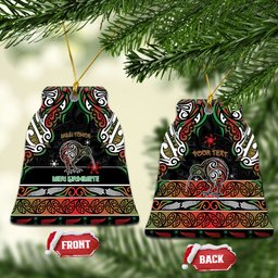 Personalised Ngai Tuhoe Aotearoa Meri Kirihimete Ceramic Ornament Maori Kiwi Bird Silver Fern Koru Pattern