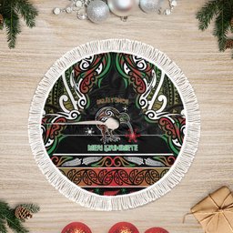 Ngai Tuhoe Aotearoa Meri Kirihimete Tree Skirt Maori Kiwi Bird Silver Fern Koru Pattern