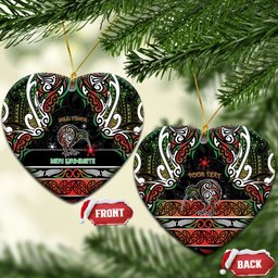 Personalised Ngai Tuhoe Aotearoa Meri Kirihimete Ceramic Ornament Maori Kiwi Bird Silver Fern Koru Pattern
