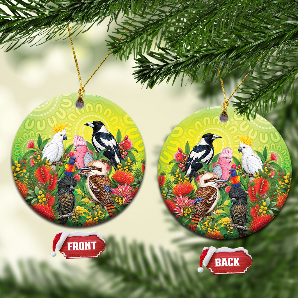 Australian Native Birds Ceramic Ornament Art Dot Painting Pattern