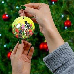 Australian Native Birds Ceramic Ornament Art Dot Painting Pattern